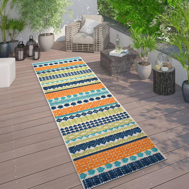 Ronda Contemporary Bohemian Indoor/Outdoor Area Rug - 2' 7" X 8' Runner