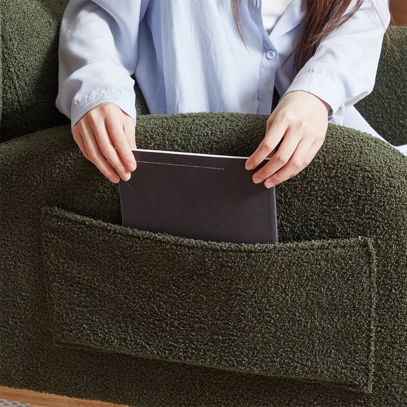 27.2"W Accent High Backrest Lounge Arm Rocking Chair, Two Side Pocket