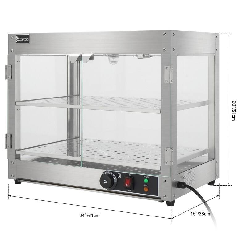 800W Two Layers Stainless Steel Tempered Glass Warming Cabinet