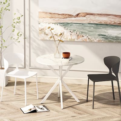 31.5'' Cross Leg Round Dining Table with 2 Piece Removable Top