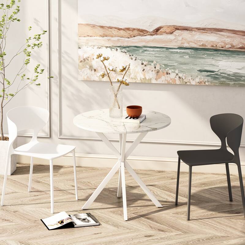 Modern Round Dining Table With Two Piece Detachable Table Top