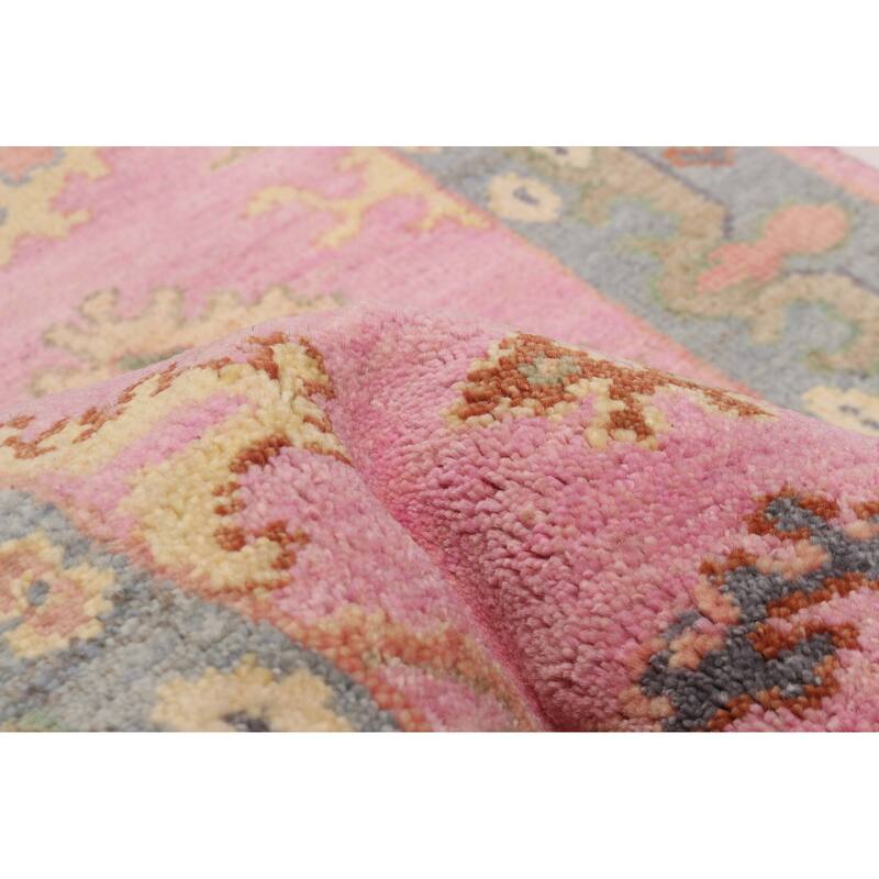 ECARPETGALLERY Hand-knotted Modern Oushak Violet Wool Rug - 2'5 x 8'2