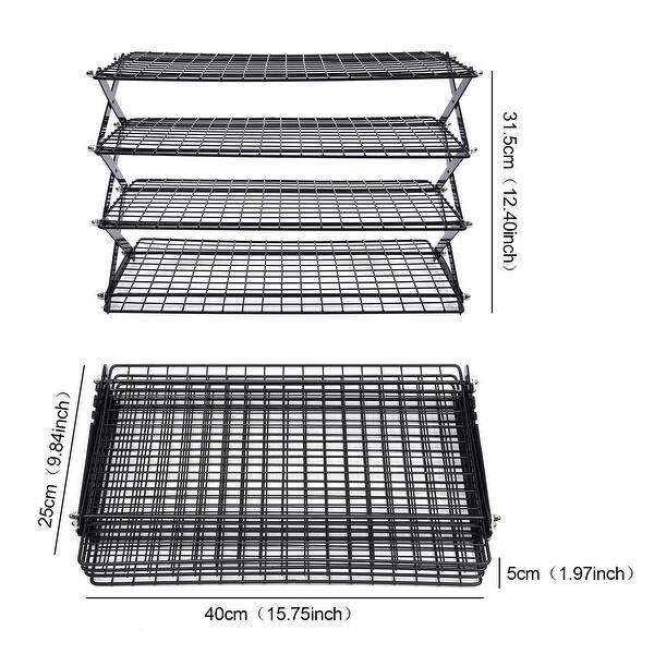 Grill Riser Rack 4 Tiers Collapsible Cooking Rib Rack for Grilling & Barbecuing - Bed ...