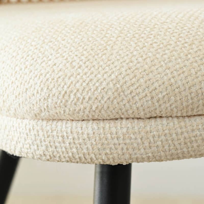 Upholstered Dining Chairs With Faux Rattan Back(Set of 2)