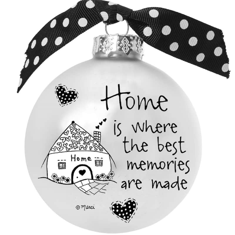 4" Black White Ornament Home is Where Memories are Made Print