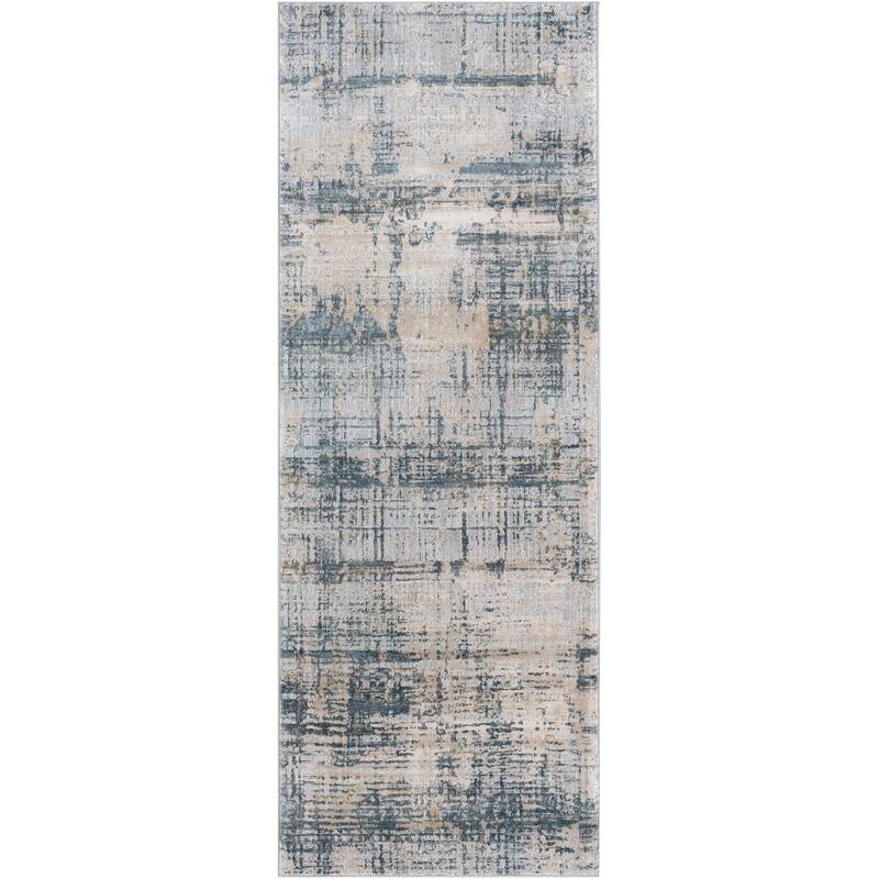Livabliss Industrial Brunswick Abstract Area Rug - 2'7" x 7'3" - Ice Blue