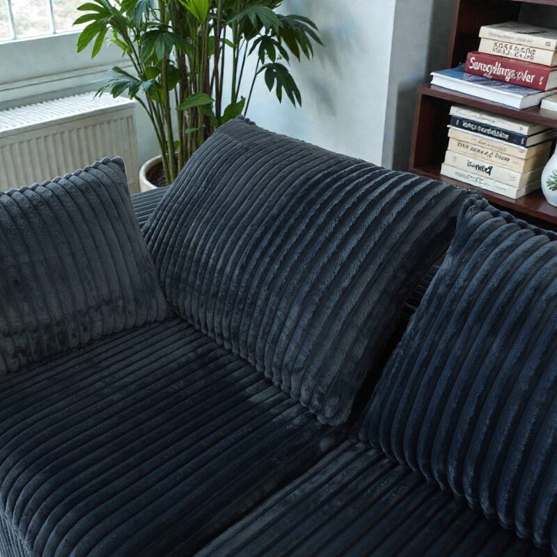 Cloud Modular Sofa, Deep Seat Corduroy Couch with Removable Cushions, No-Assembly Foam Sofa for Living Room