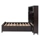 preview thumbnail 16 of 25, Full Size Platform Bed Storage Bed With All-in-One Cabinet, Shelves and Pull-out Drawers, Wooden Bookcase Bed for All Ages