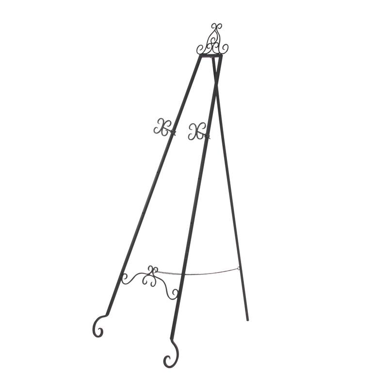 Metal Scroll Large Adjustable 3 Tier Display Easel with Chain Support - Black - Roche River Decor