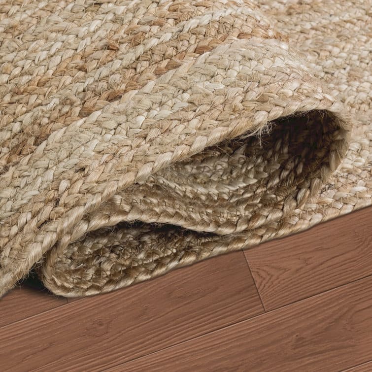Jute Hand Braided Zigzag Stitch Natural Fibers Farmhouse Style Area Rug