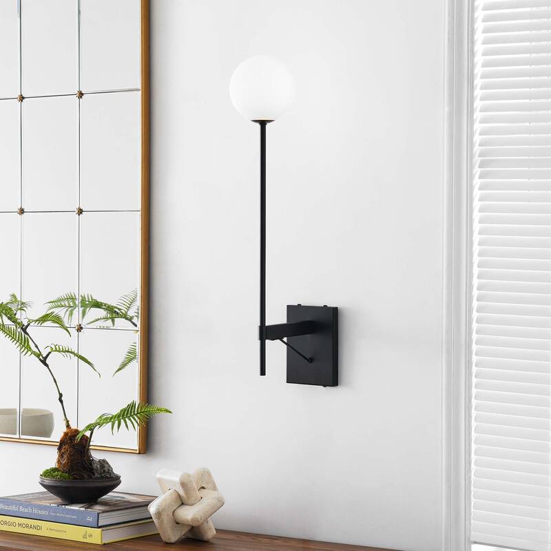 Riva White Globe Wall Sconce - Black