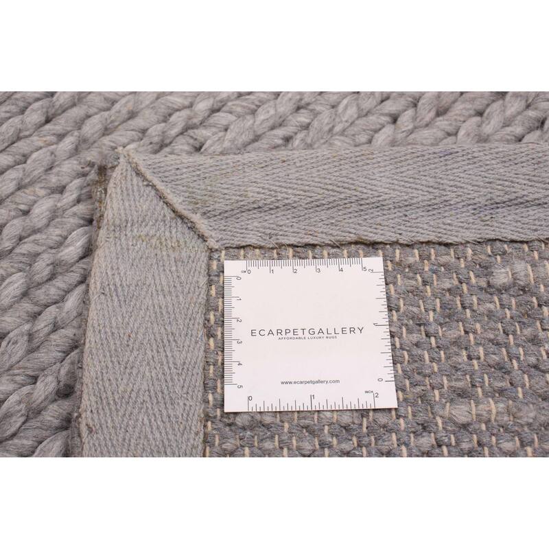 ECARPETGALLERY Braid weave Sienna Grey Wool Rug - 2'4 x 19'6