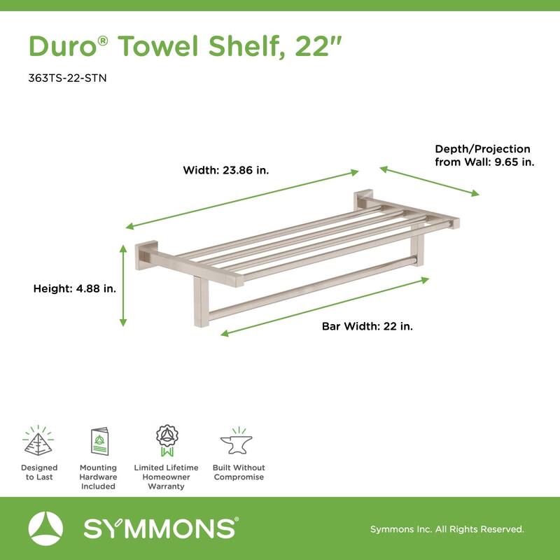 Symmons Duro 22" Single Rail Towel Bar with Shelf