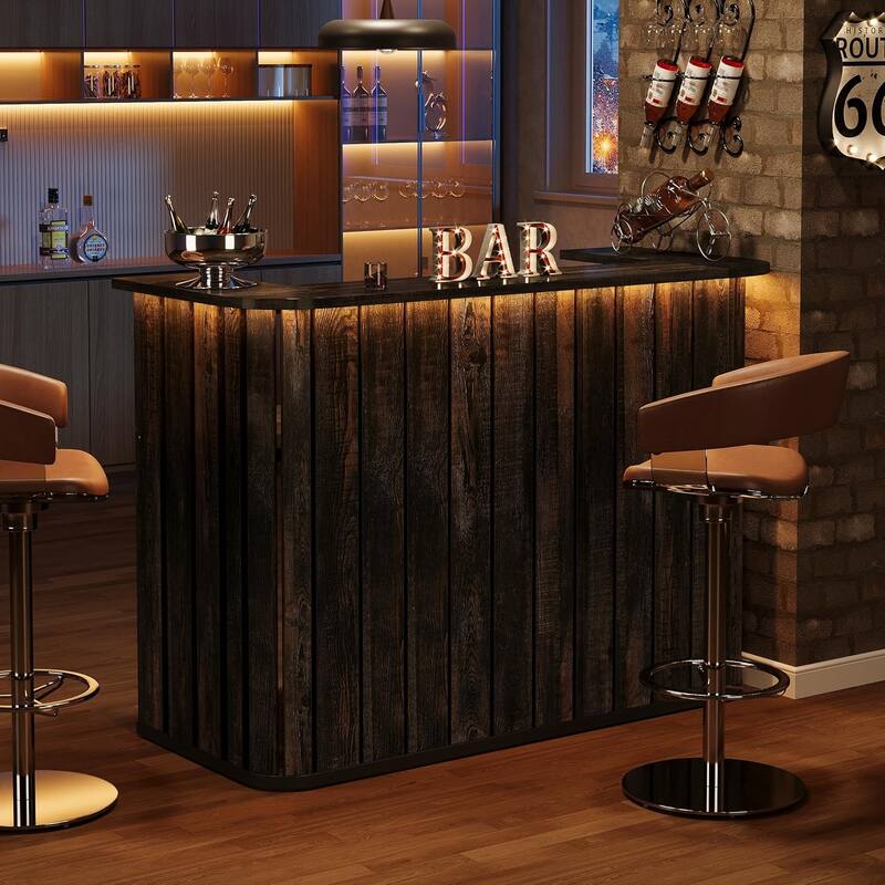 63-Inch Home Bar Unit, Farmhouse Liquor Bar Table