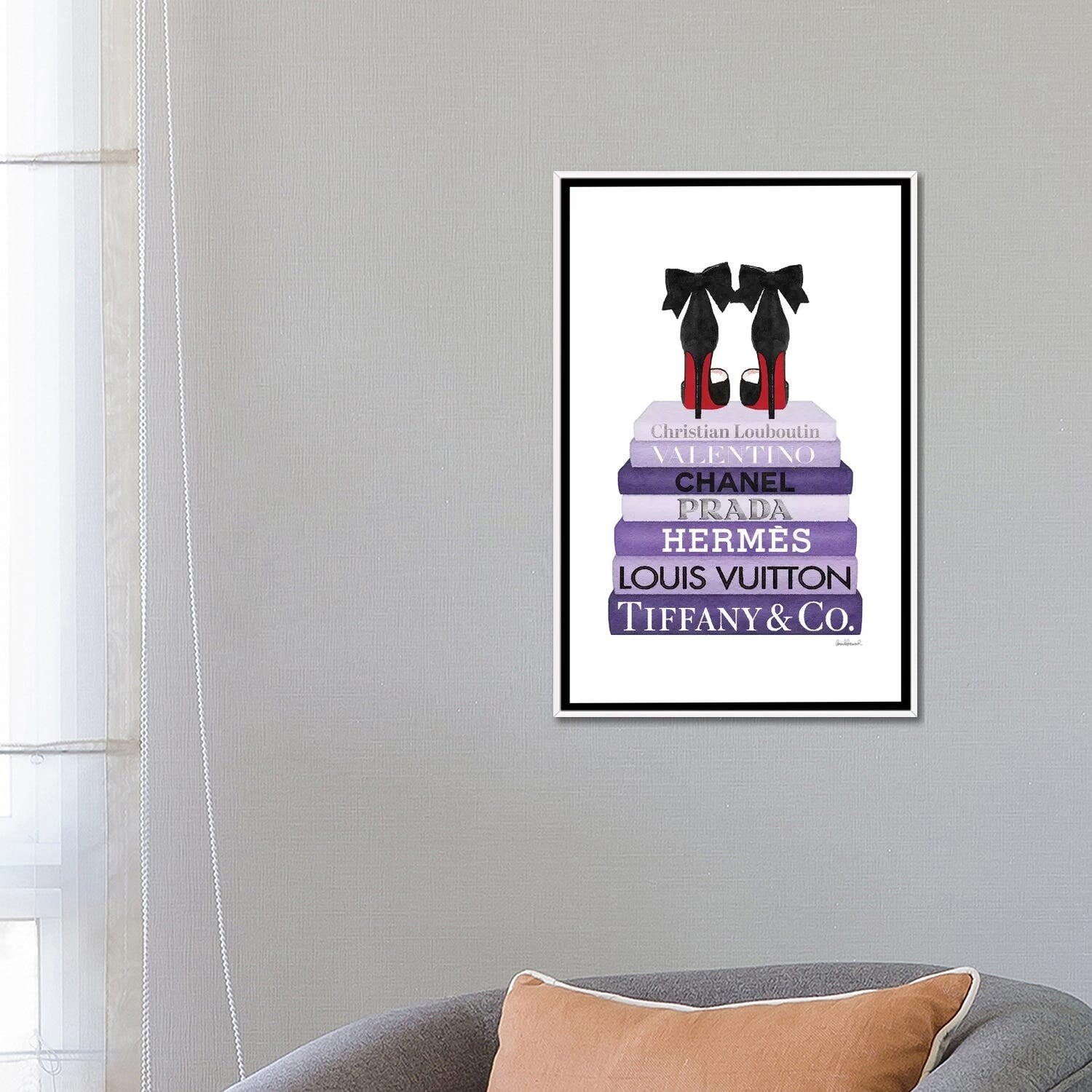 Book Stack Metallic Purple Solid-Faced Canvas Print