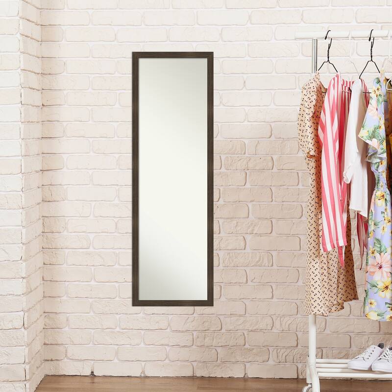 Woodgrain Stripe Non-Beveled Wood Framed Full-Length On the Door Mirror - Glass Size 14x48