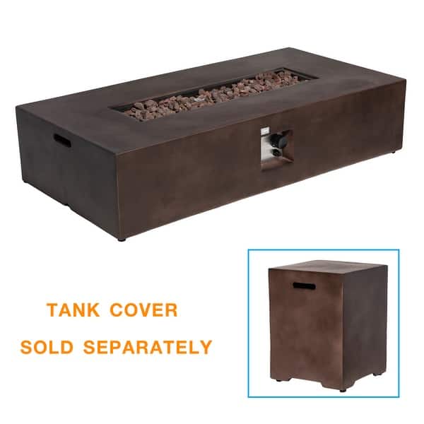 COSIEST Outdoor Rectangle Concrete Fire Pit Table (50,000 BTU)
