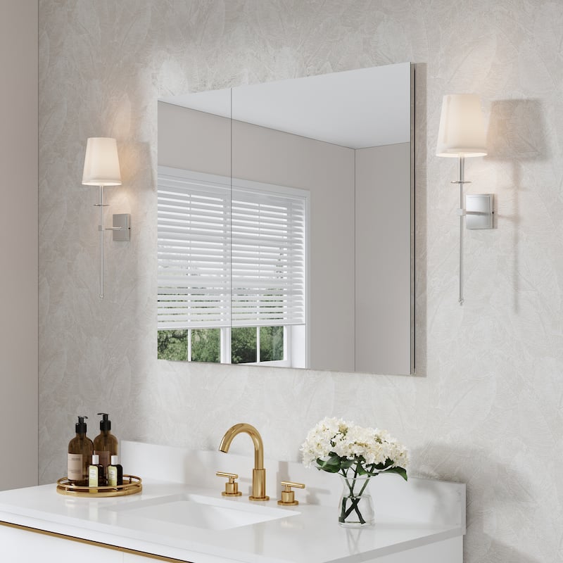 36"W X 30'H Recessed or Surface Wall Mount Bathroom Medicine Cabinet With Adjustable Glass Shelves