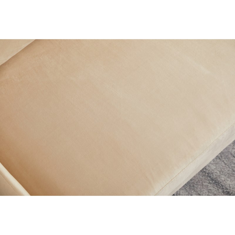 Beige Sofa with Wood and Fabric, 70x33x34 inches