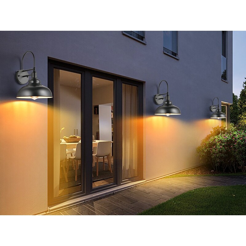 Dusk to Dawn Waterproof Farmhouse Gooseneck Wall Lights Perfect for Outdoor Porches Garages Set of 2 No bulbs On Sale Bed Bath Beyond 41829302