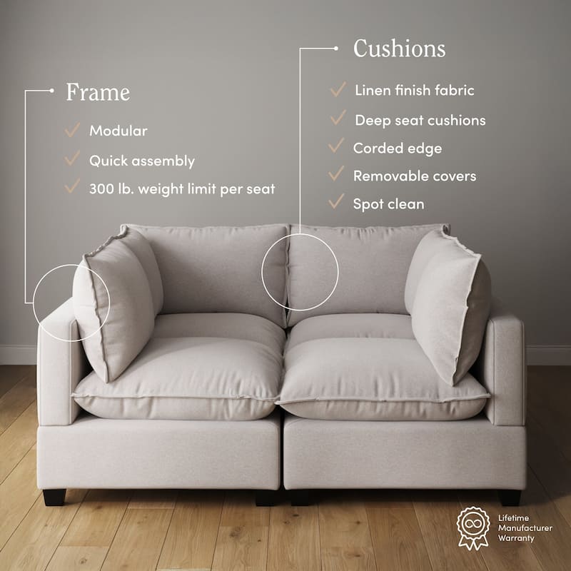 Chelsea Modern Pit Sectional Sofa, Cloud Fabric Modular Sofa with Plush Seat