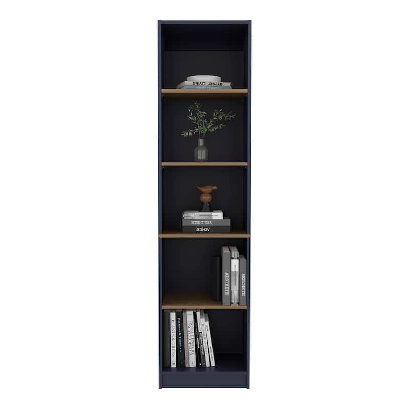 Sutton Slim Bookcase with Open Storage and 5 Shelves