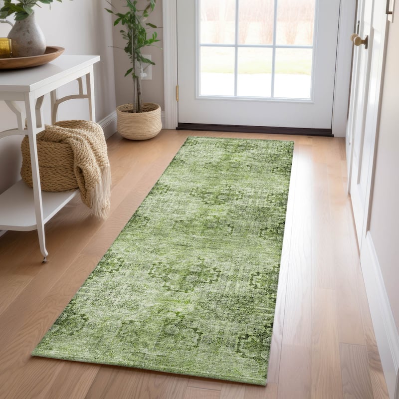 Almoro Graceful Floral Weather Resistant Timeless Fusion Runner Outdoor Rug