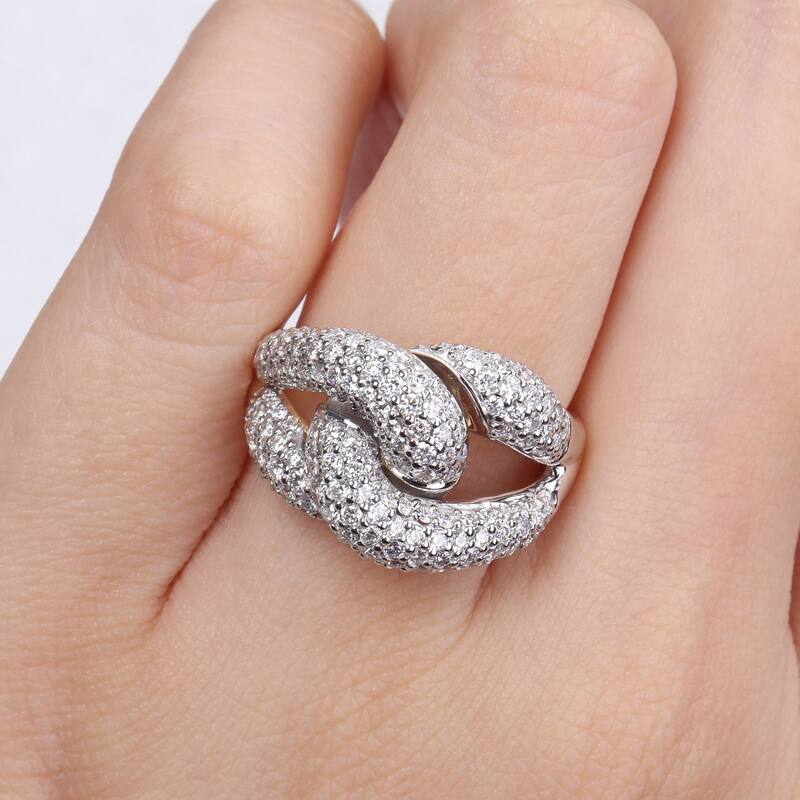 Miadora 1-3/8ct TDW Diamond Knot Design Cluster Ring in 14k White and Yellow Gold
