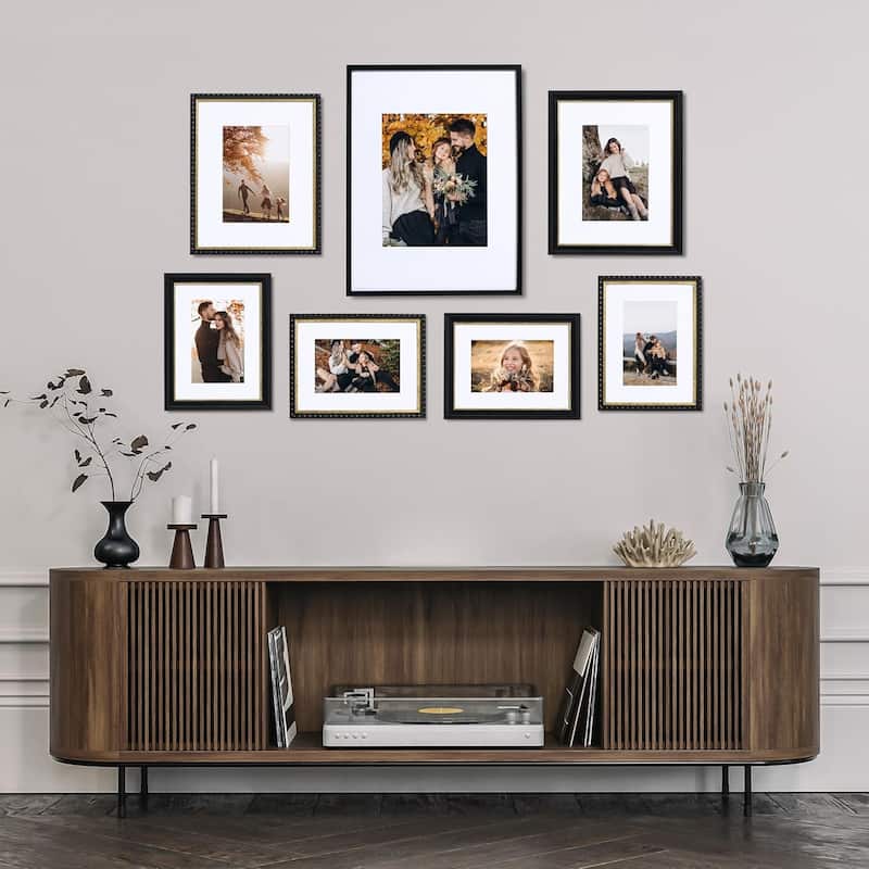 Camden Reed 7 Piece Gallery Wall Frame Set, (1) 12x16 Inch, (2) 8x10 Inch, and (4) 6x8 Inch, Black/Gold