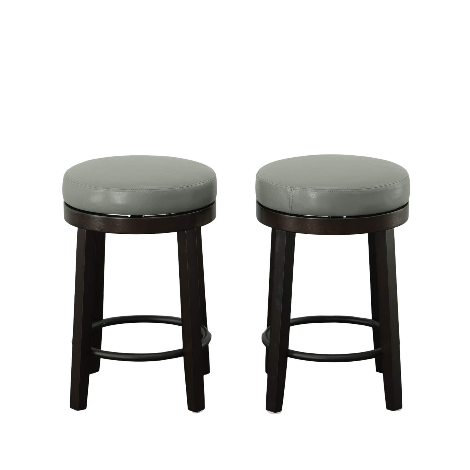 Counter Stools with Swivel Seat - 24" - Gray and Espresso Brown - Set of 2