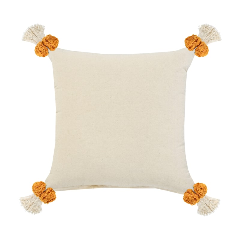 HomeRoots 20" X 20" Yellow And Cream 100% Cotton Geometric Zippered Pillow