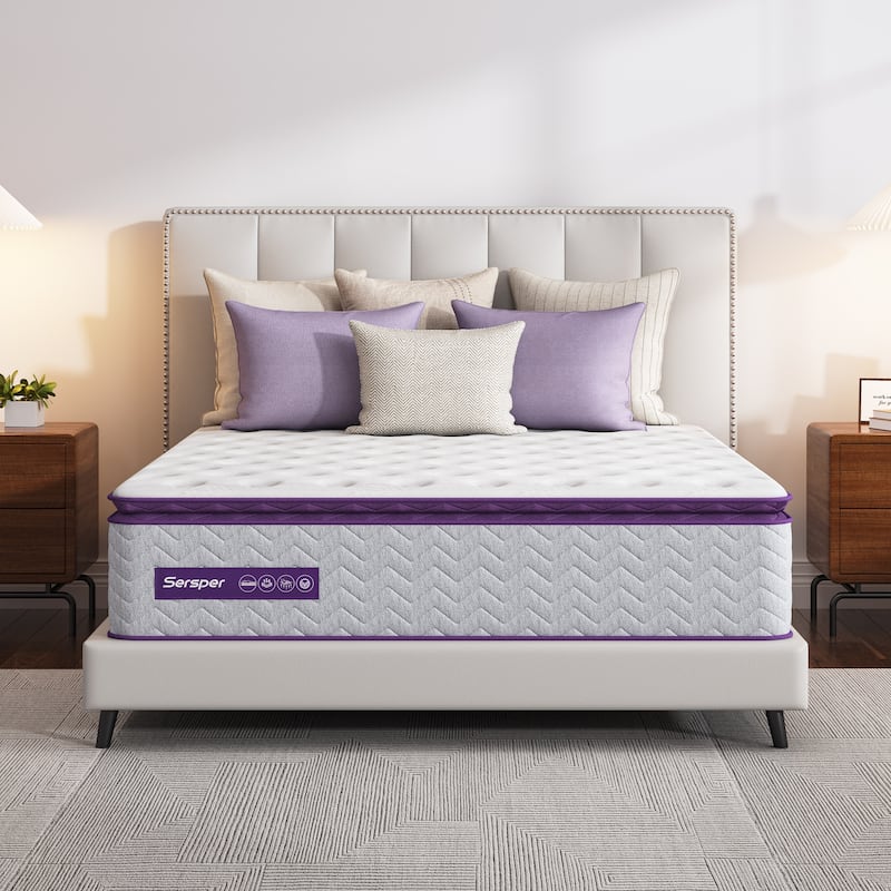 14" Medium Firm Pillow Top Mattress - Bamboo Charcoal Foam, 5-Zone Support, CertiPUR-US® Certified