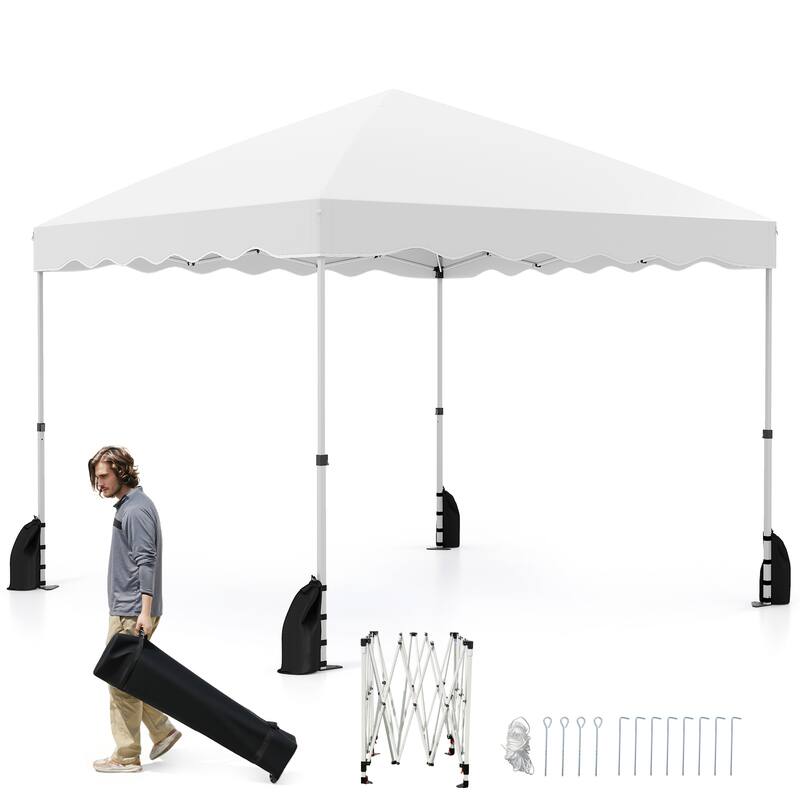 10 x 10 Feet Outdoor Pop-Up Folding Canopy Tent with 3 Height Settings and Strong Metal Frame