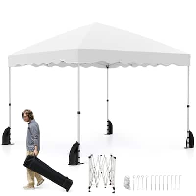 10 x 10 Feet Outdoor Pop-Up Folding Canopy Tent with 3 Height Settings and Strong Metal Frame