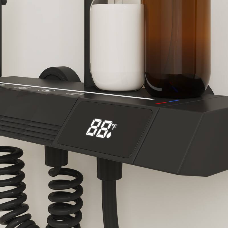 Shower Panel System with LED Digital Display, 4-Button Piano Key Control, 3-Mode Handheld & Rainfall Shower Head