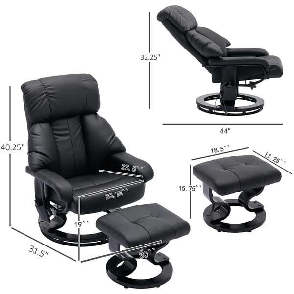 Faux Leather Recliner with Ottoman Footrest, Vibration Massage Bed