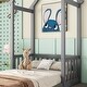 preview thumbnail 25 of 31, Twin Size Pine Wood Roof-framed Headboard Floor Bed with Headboard Guardrails, without Slats