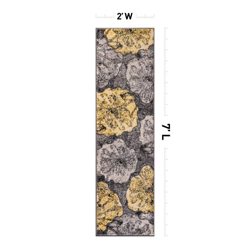World Rug Gallery Contemporary Floral Design Black Area Rug