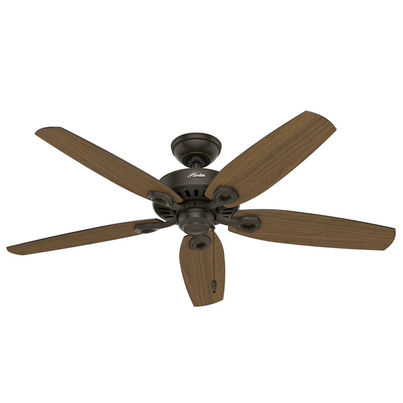 Hunter 52" Builder Elite Outdoor Ceiling Fan with Pull Chain, Damp Rated - Traditional