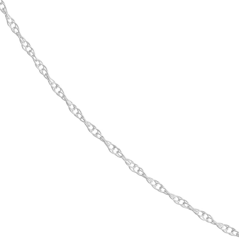 Curata 14k White Gold 0.7mm Extendable Light Rope Chain Necklace (Spring-ring), 16-18"