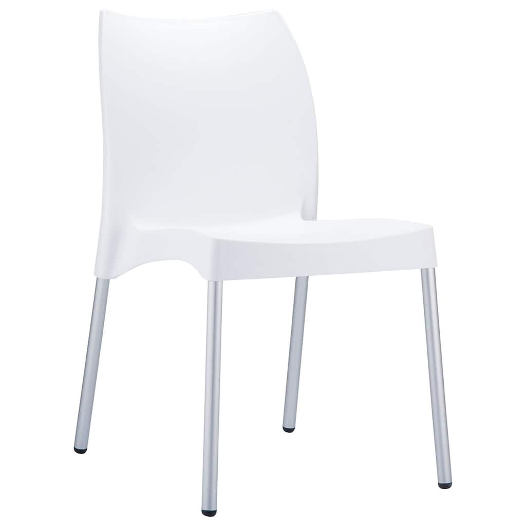 31.5" White Stackable Outdoor Patio Armless Dining Chair