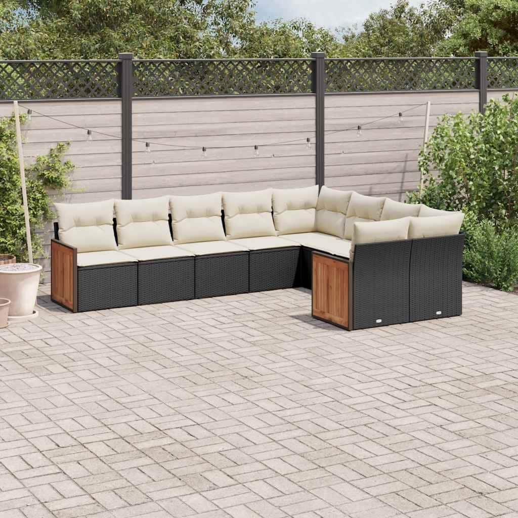 vidaXL Patio Sofa Set with Cushions Outdoor Conversation Furniture Poly Rattan
