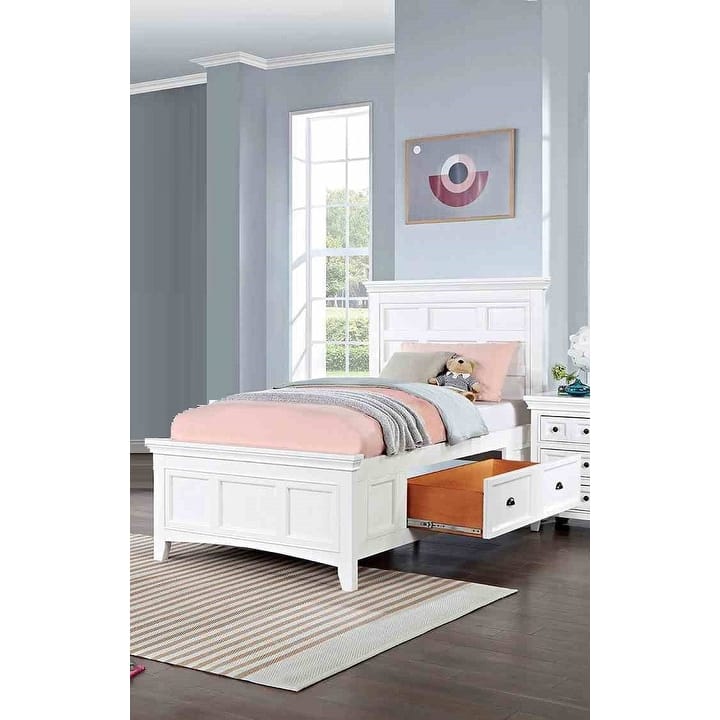 Modern 1Pc White Finish Storage Bed
