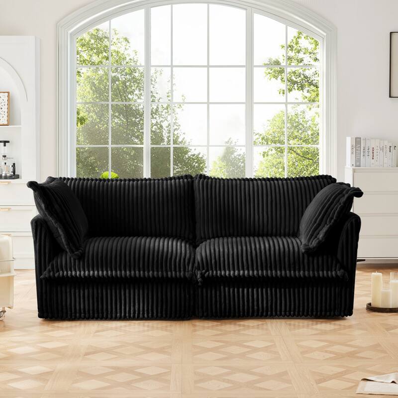Modern 2 Seater Upholstered Sofa with 2 Pillows