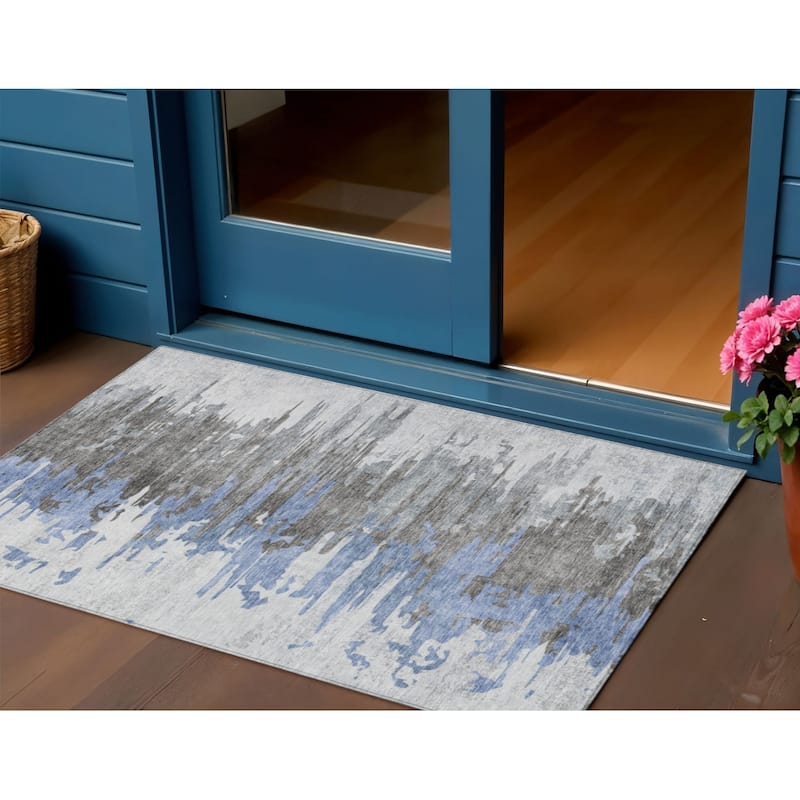 HomeRoots Abstract Transitional Rectangle Outdoor Rug - 3' x 5'