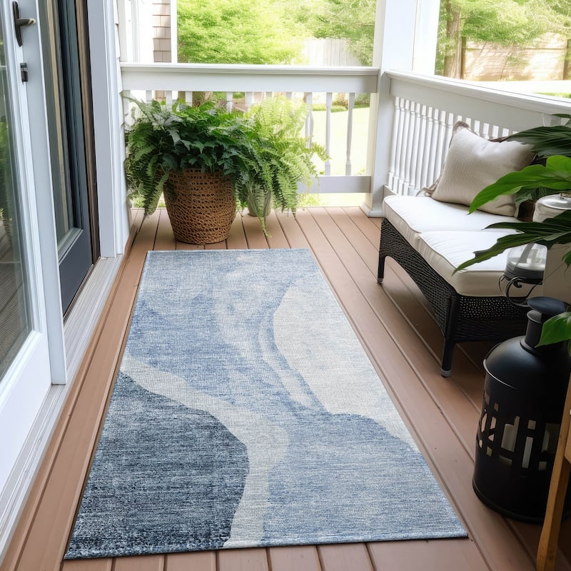 Machine Washable Indoor/ Outdoor Chantille Modern Abstract Rug