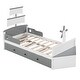preview thumbnail 7 of 7, Gray Twin Size Pine Wood Boat-Shaped Platform Bed with Trundle and Storage, Sturdy Slats and Rails