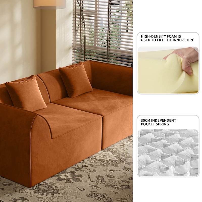 Compressed Memory Foam Sofa with PillowS, 2-Seater Lounger Daybed