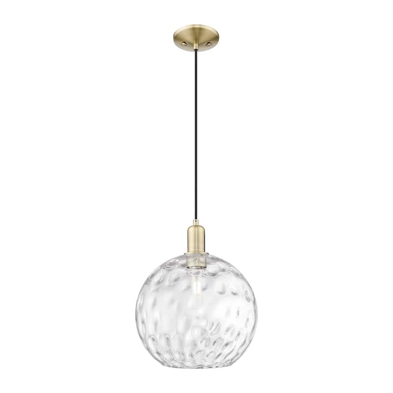 Innovations Lighting Endless Possibilities Arcadia - Athens Water Glass - 1 Light 12" Cord Hung Mini Pendant - Antique Brass