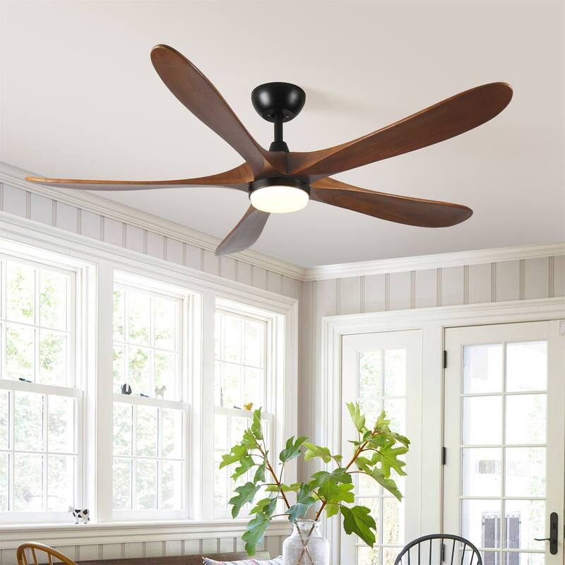 62" Modern DC Motor Ceiling Fan with Light,Wood Blade,Remote Control